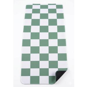 Non-Slip Checkered Kitchen Runner Rug, Modern Green and White Checkerboard Floor Mat, Easy-to-Clean Durable Kitchen Decor