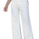 Eytino Women's Plus Size High Waisted Straight Leg Stretchy Jeans Denim Pull-On Pants with Pockets,3X White