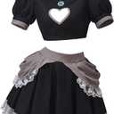 Willyacos Bowsette Cosplay Dress Sexy Black Short Princess Bowsette Cosplay Costume Dress Tops Skirts Outfit for Adult Women, 2XL