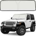 Upgrade Windshield Sun Shade for Jeep Wrangler JL JLU 2018-2023, Foldable Windshield Sun Visor Blocks UV Rays