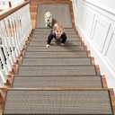 Chenille Stair Treads Non Slip 15pcs Stair Runner for Wooden Steps Rubber Backing Stairs Carpet Treads Indoor Staircase Covers Mat with Rubber Backing for Pets and Kids 8"X30" Black White