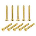 uxcell Brass Wood Screws, M4x35mm Phillips Flat Head Self Tapping Connector for Door Hinges, Wooden Furniture, Home Appliances 150Pcs