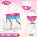 Kolldenn 24 Pcs Baseball Ice Cream Drip Party Favors Clear PVC Gift Bags Baseball Birthday Ice Cream Drip Goodie Snack Treat Bags with Handles for Sport Team Party Supply 6.3 x 5.9 x 3 Inches