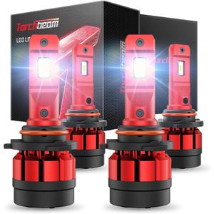 Torchbeam 9005 9006 Fog Lights, 56000LM Super Bright HB3 HB4 Bulbs with Fan, Plug and Play, Pack of 4