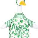 St. Patrick's Day Porch Goose Outfit, Clover Lawn Goose Clothes for 23" Cement Plastic Goose Statue for Spring Outdoor Patio Yard Garden Art Decor