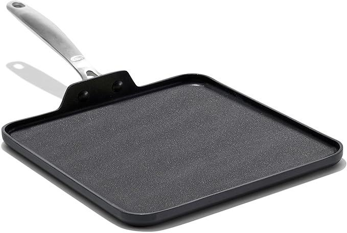 OXO Enhanced 11" Griddle Pan, PFAS-Free Ceramic Nonstick, Durable Hard Anodized Cookware, Scratch Resistant, Stainless Steel Handle, Good Grips, Dishwasher & Oven Safe, Black