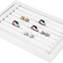 7 Slot Ring Display Tray Jewelry Organizer Stackable Velvet Ring Holder Flannelette Jewelry Case for Rings Pendants Earrings Studs Rings Holder Jewelry Storage White