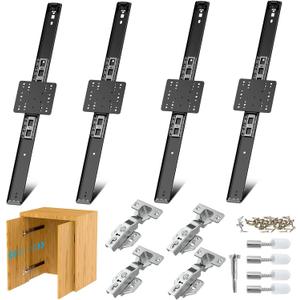 Sliding Hidden Door Track, Pocket Door Hardware, Smooth Gliding Pocket Door Slides with Hinges for Cabinet and Recessed Doors (20in, Set, 2)