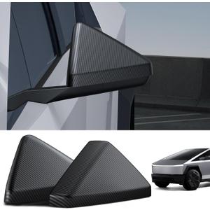 BASENOR 2024 2025 Tesla Cybertruck Door Side Rearview Mirror Cover Caps [Carbon Fiber] Passenger Driver Side View Mirror Covers Protection Tesla Cybertruck Exterior Accessories 2PCS