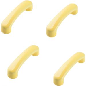 4pcs Ceramic Fur Handle Nordic Room Cabinet Pulls Ceramic Wardrobe Kitchen Drawer Knobs Door Handle with Screws-Yellow||Hole Distance 76mm