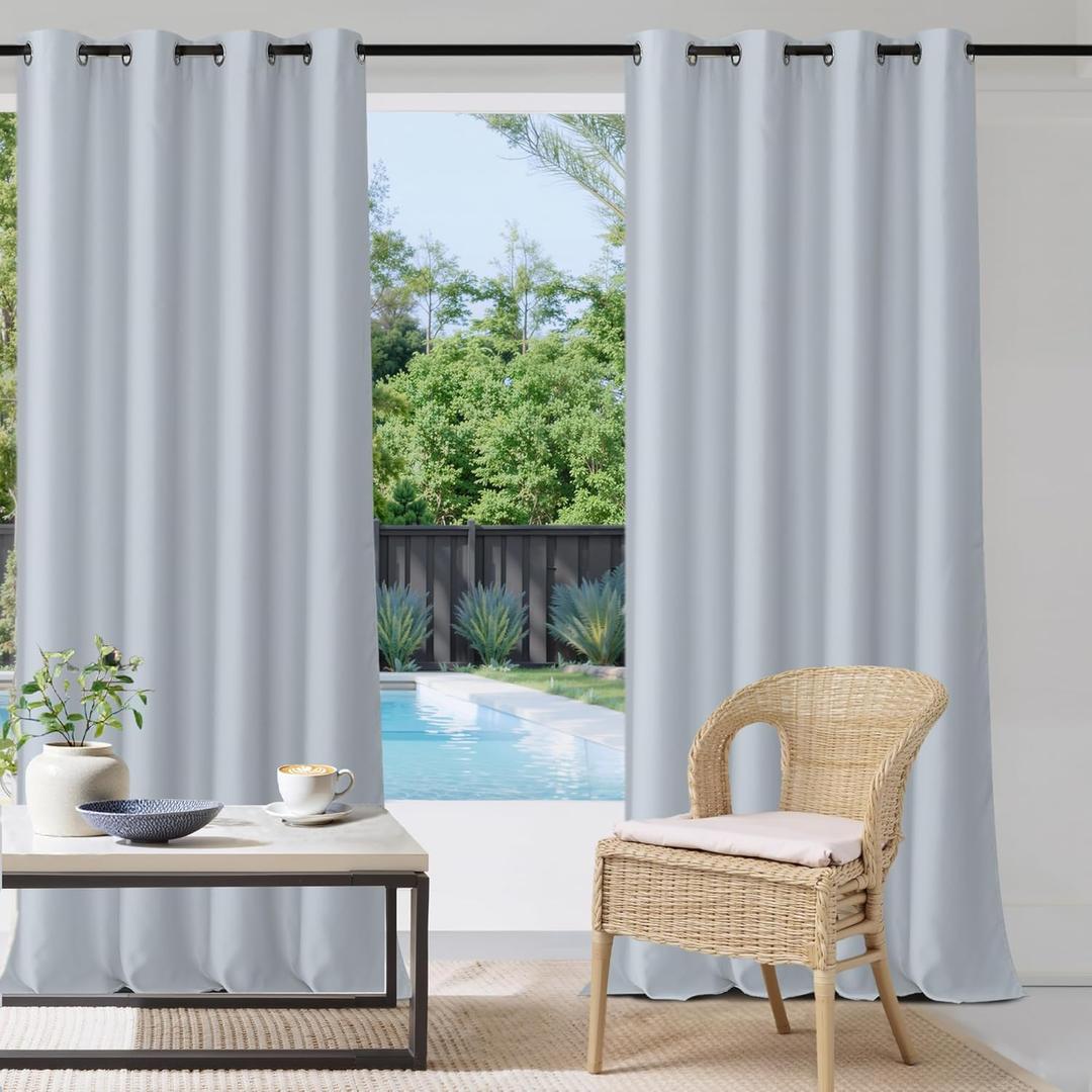 StangH Patio Curtains Outdoor Waterproof - Porch Grommet Blackout Thermal Insulated Drapes for Pergola/Balcony/Lanai, Greyish White, W52 x L84 inch, 1 Panel