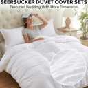 Cozyide White Duvet Cover Full Size, 3 Pieces Bedding Duvet Covers, Soft Breathable Seersucker Duvet Cover Set with Zipper Closure and Corner Ties (1 Duvet Cover 80"x90" + 2 Pillow Shams 20"x26")