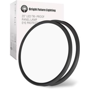 20 Inch Large LED Flush Mount Ceiling Light Fixture,Round 40w 4350lm 3000k,4000k,6000k CCT Selectable, Modern Flat Panel Super Slim Led Ceiling Light,for Living Dining Kitchen Room (2Pack-Black)