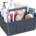 Lifewit Portable Shower Caddy with Handle, 1 Pcs Plastic Shower Caddy Dorm with Holes, Clean Organizer Basket for Bathroom, College, Dorm Room Essentials, Slate Blue