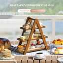 3 Tier Serving Tray Cupcake Stand and Towers Serving Tray for Party Food Tray Farmhouse Serving Platter Decorative Tray Decor Dessert Display Set Tiered Tray Stand (Brown)