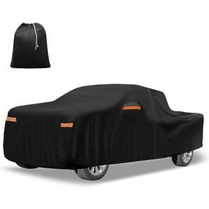 X AUTOHAUX Car Cover for Chevrolet Silverado Crew 210D-PU Outdoor Full Car Cover All Weather with Door Zipper for Waterproof Windproof Sun Rain Protection, Black 