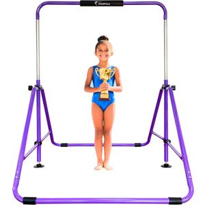 Upgrade Foldable Gymnastic Bar with Mat for Kids Ages 3-12, 200 lbs Weight Capacity, Gymnastic Kip Bar Horizontal Bar for Kids, Gymnastic Training Equipment for Home and Gym Center Use
