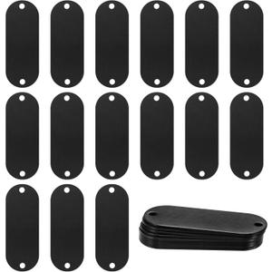 M METERXITY 25-Pack Blank Dog Tags, 2" x 0.75" x 0.04"(l x W x t) Engraving Metal Stamping Blanks, Aluminum Tags with 2 Holes for Engraving/DIY/Decorative Craft [Black]