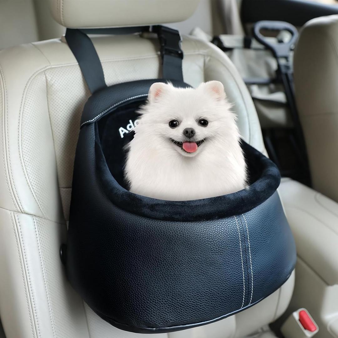 Small Dog Car Seat Under 13lbs - Luxury PU Leather Dog Booster Car Seats for Small Dogs with Removable Inner, Can be Used as Pets Carrier Bag