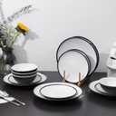 Melamine Plates Set of 4 12-Piece Serving Dinnerware for Indoor/Outdoor Use, Durable Dishwasher-Safe Plates,White and Black
