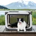 Lesure Collapsible Dog Crate - Portable Travel Kennel for Large Dog, 4-Door Pet Crate with Mesh Windows, Indoor & Outdoor, Light Gray