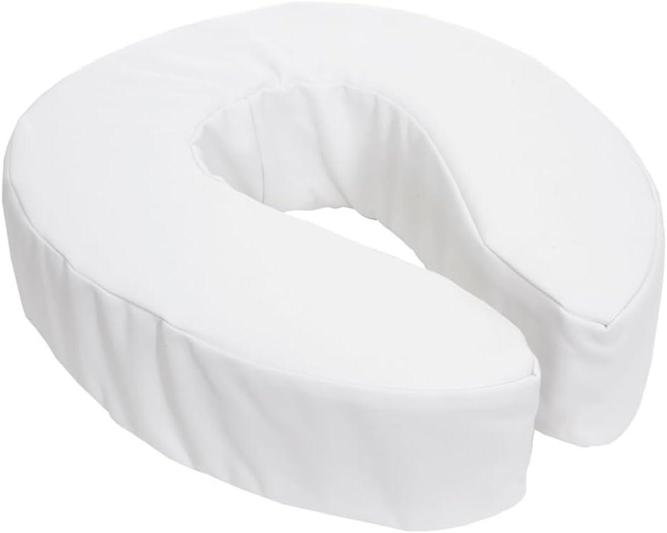Essential Medical Supply Foam Padded Toilet Seat Cushion Riser with Hook and Loop Attachment for Toilet Seat and Washable Vinyl Cover, 2"