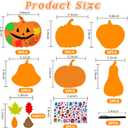 Aiofaervy 35 Pieces Halloween Foam Pumpkin Craft Kits,Foam Pumpkin with Fall Maple Leaves Rhinestone Stickers DIY Pumpkin Stickers for Halloween Thanksgiving Art Crafts Decorations