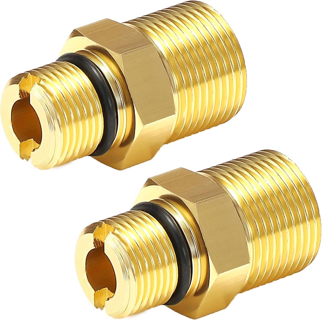 Water Outlet Fitting for Gas Powered Pressure Washer Pumps, M22 Male to 3/8" Male Adapter, Replacement for Simpson Cleaning 7106686, Gold, 2 Pack