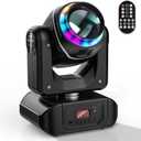 U`King 108W LED Moving Head Light with Remote Rotating 18-Facet Prism DJ Lighting Stage Lights with 10 Gobos and 8 Colors Beam Spotlight by DMX and Sound Activated for Parties Wedding Church Live Show (Black (1 Pack))