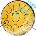 Steel Tongue Drum 6 Inche 11 Note Steel Drums Rain Chime,Raindrop Drum,Rain Drum for Outside GardenYellow