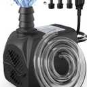 400GPH Submersible Water Pump(1500L/H, 25W), Ultra Quiet Water Fountain Pump with 6.56ft High Lift & 6.5ft Hose, 3 Nozzles for Pond Waterfall, Fish Tank, Aquarium, Hydroponics
