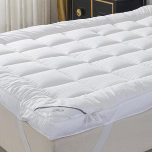 Extra Thick Mattress Topper Full Bed Size.Breathable Cooling Mattress Pad Cover.100% Cotton Pillow Top Quilted Mattress Protect Bed Mattress Topper.1400GSM Soft Down Alternative Fill (54 * 75'')