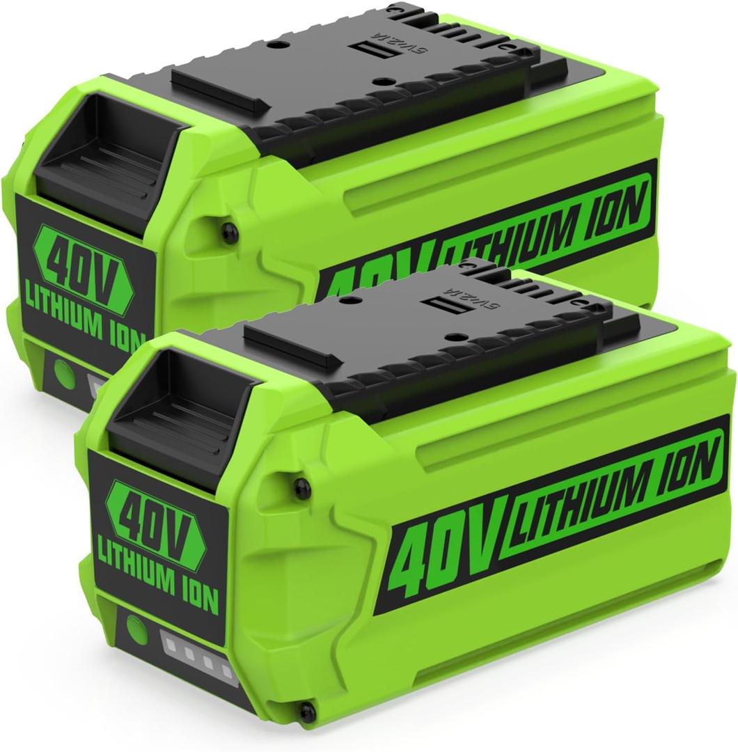 2-Pack 40 Volt 6500mAh Replacement for Greenworks 40V Battery 29472 29462 Compatible with Greenworks 40V G-MAX Battery 2901319 LB408 BAF704