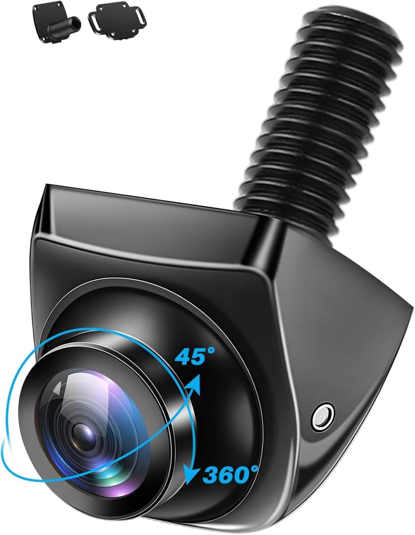 4 Modes Button Switch AHD 1080P Backup Camera for Car 180Wide Angle Rear Camera with Clear Night Vision 360+45 Rotatable Front/Side/Rear View Camera IP69K Waterproof Reverse Camera Fisheye Lens