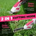 Cordless Grass Shear & Hedge Trimmer 7.2V Handheld Electric Grass Trimmer with 2 * 2000mAh Battery 2 in 1 Lightweight Shrub Trimmer Type-C Cable for Small Bushes, Lawn Edging & Garden Pink