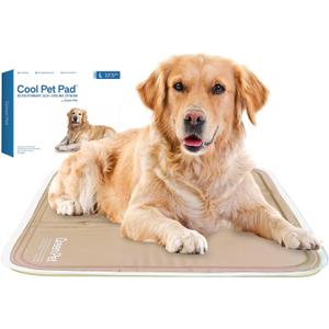The Green Pet Shop Cool Pet Pad - Large, Latte- Self-Cooling, Pressure Activated Mat for Dogs & Cats from 46-80 lbs - Non-Toxic Gel, No Water Needed