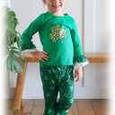 HINTINA Toddler Baby Girl Bell Bottom Flare Pant Outfits (Green)