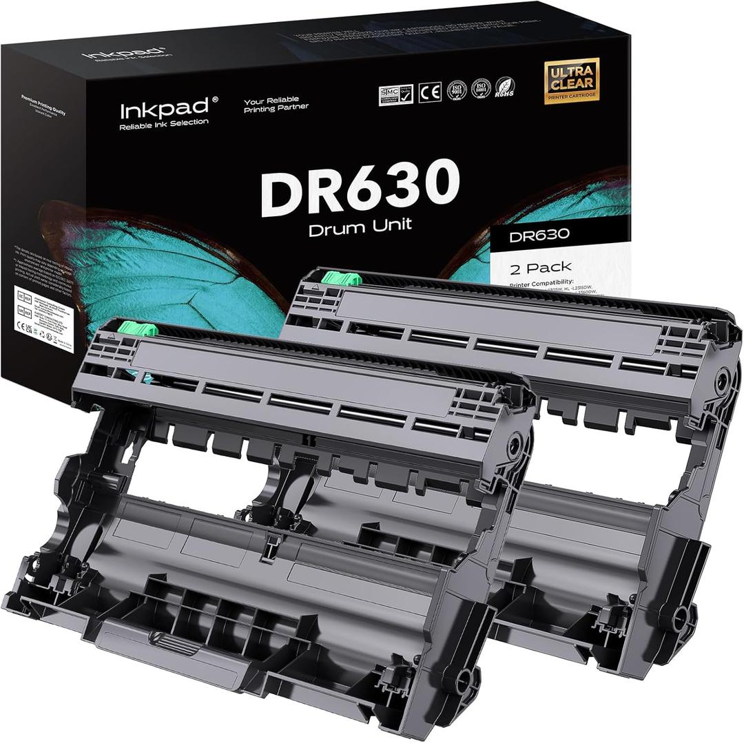 DR630 Drum Replacement for Brother DR-630 DR630 Compatible with MFC-L2700dw MFC-L2705DW HL-L2300D HL-L2340DW HL-L2360DW HL-L2380DW DCP-L2520DW DCP-L2540DW Printer (2 Black, Not Toner)