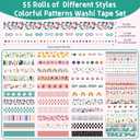 Mooker 55 Rolls Holiday Washi Tape Set - Decorative Tape Seasonal Bohemian Colored Tape, Cute Washi Tapes for Journaling Supplies, Scrapbooking Supplies kit, Summer Scrapbook Supplies