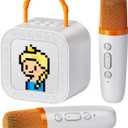 Kinglucky [New 2025 All-in-One Kids Audio Player, No Wi-Fi or Cards Needed, Built-in Stories, White Noise, Pixel Display, 2 Mics & Bluetooth, Screen for Toddlers & Girls (Gray-Orange)