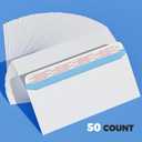 2 x #10 Self Seal Security Envelopes, 50 Count, 4-1/8" x 9-1/2", 24 lb Paper, NO Window, White, Strip and Seal for Privacy & Business