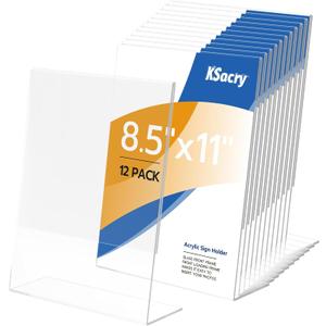 KSacry 12 Pcs Acrylic Sign Holder 8.5*11inch, Slanted Back Sign Holder, acrylic display stand, Vertical Acrylic Indicator Stand, Suitable for shopping malls, offices, restaurants, and weddings