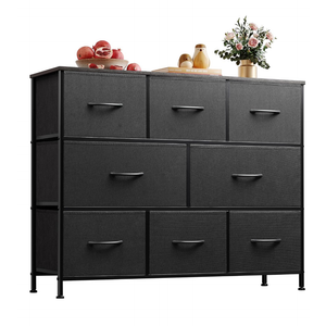 WLIVE 8 Drawer Dresser for Bedroom, Fabric Black Dresser with Large Storage Drawer Unit for Entryway, Chest of Drawers for Living Room