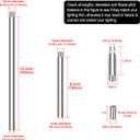 8 Pieces M10 Threaded Extension Poles Lighting Fixture Downrods Stems & 180 Degrees Sloped Ceiling Adapter Kits for Pendant Light, Island Lighting, Chandeliers (Chrome)