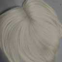 Flufymooz 100% Real Human Hair Toppers for Women, 10 Inch Clip in Human Hair Topper for Thinning Hair, 3603D Cover Clip in Bangs Natural Hairpiece With 4.5'' x 3'' Silk Base-White Blonde
