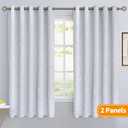 BGment Blackout Curtains 60 Inches Wide for Bedroom/Living Room, Room Darkening Thermal Insulated Grommet Window Drapes with Line and Dots Pattern, 2 Panels, Each Panels 60 x 63 Inch, Gryish White