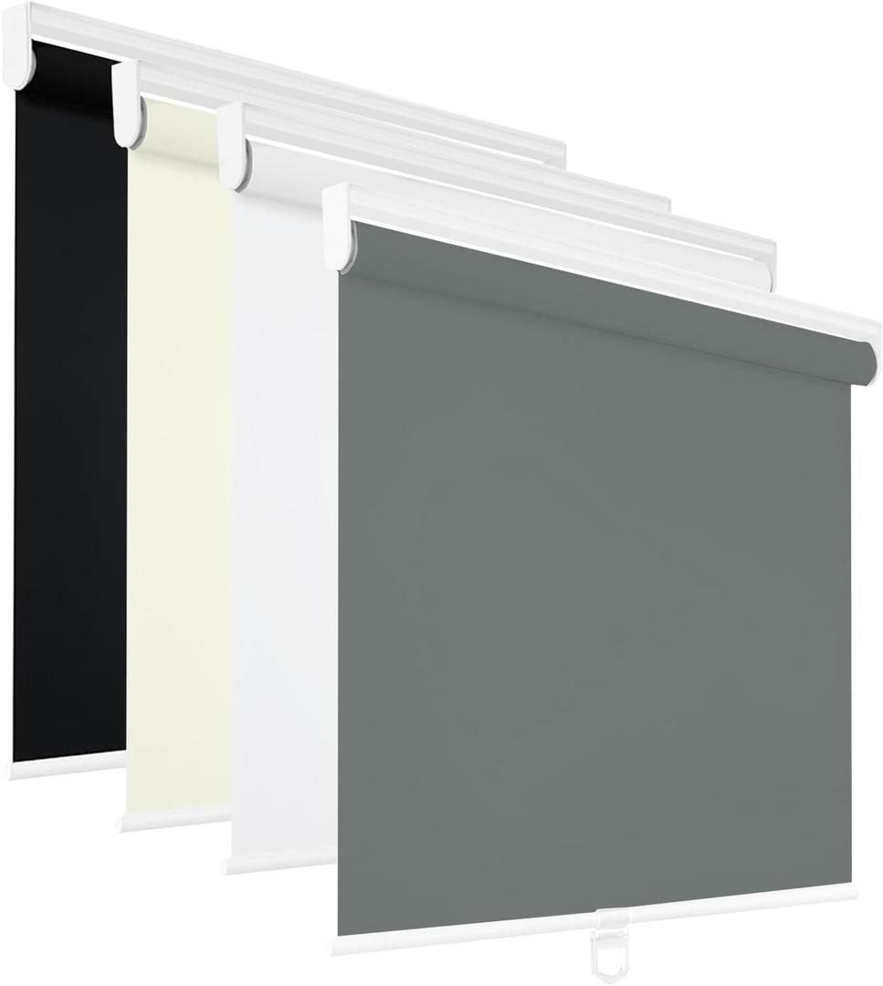 Changshade Blackout Roller Shades for Indoor Windows,Cordless Roller Blinds,Free-Stop Roll Up Shades with Thermal Insulated, Uv Protection Fabric for Bedroom,Office,French Door,Gray,32" W72 H