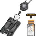 Oaridey Retractable Badge Holders, Magnetic Retractable Keychain with Carbon Fiber ID Card Holder (Holds 5 Cards), Heavy Duty Badge Reel with Phone Tether Tab, for Work and Daily Use