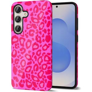 Svanove Cheetah Print Phone Case for Samsung Galaxy S25 Case Girly, Cute Leopard Case for Women, Luxury Trendy Retro Cool Animal Print Design, Aesthetic Pattern Y2k Hard Shell Plastic Cover, Hot Pink