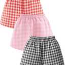 Shyyween 3 Pack Toddler Baby Girl Boy Gingham Shorts Infant Plaid Seersucker Casual Elastic Waist Shorts Pants Bottoms Summer(Black,Red,Pink,9-12months)